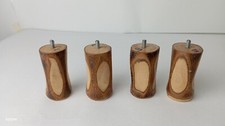 4 Piece Handmade Olive Wood, Handmade Wooden Turned Legs  Replacement Furniture