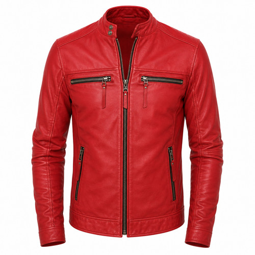 Men red genuine lambskin - men's,
