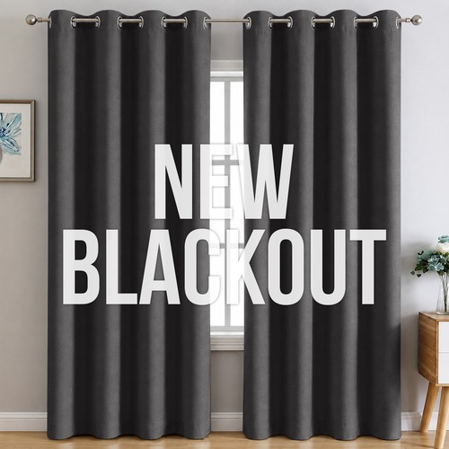 Blackout eyelet curtains pair - blackout,