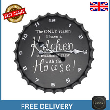 Retro Bottle Top Wall Clock Distressed Metal Look  40cm kitchen home house