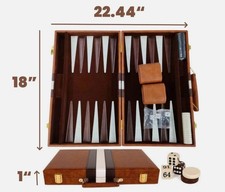 18inch Backgammon Set Travel Board Games Premium PVCLeather Case for Adults Kids