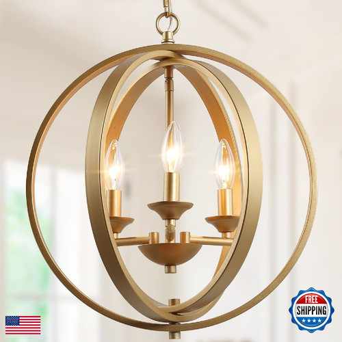 Ksana gold chandelier light - gold, 3-light
