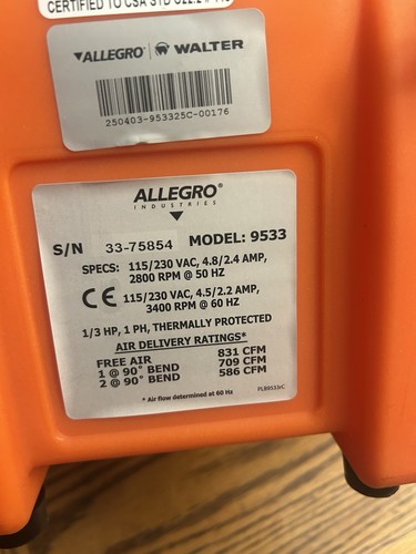 Allegro 9533 duct portable - allegro,