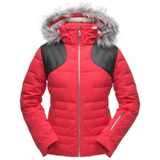 SPYDER Womens Ski Jacket UK 12 Red Falline Detachable Hood Faux Fur Trim