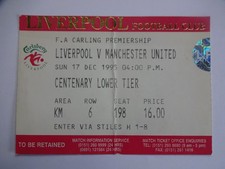 1995/96 Premier League Liverpool v Manchester United Ticket Stub