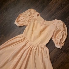 Vintage 1980s Peach Evening Bridesmaid Dress 10-12 Cottagecore BG1 stuck zip
