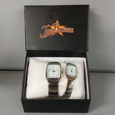 Joe Browns His & Hers Quartz Watches Boxed Set Silver Expandable Strap -CP