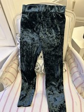 M&S Collection Velvet Leggings UK12, Bottle Green, Crushed Texture, Winter Style
