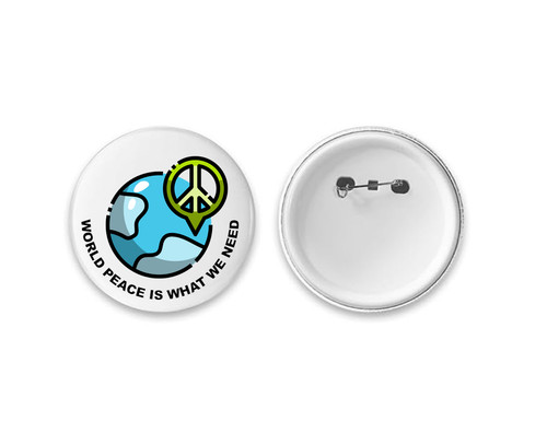World peace badge large 58mm - world,