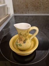 Decorative New Devon England Miniature Floral Decorated Jug And Wash Bowl