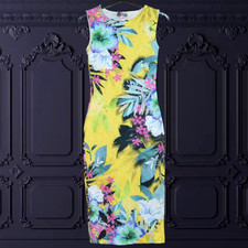 LIPSY LONDON SZE 6 YELLOW FLORAL DRESS WEDDING RACES HOLIDAY CLUB PARTY OCCASION
