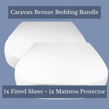 Caravan Fitted Sheet and Mattress Protector - Bronze Bedding Bundle