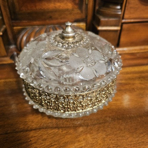 Vintage frosted glass trinket - frosted,