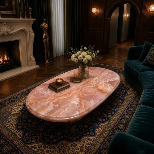 Pink onyx coffee table - pink, |
