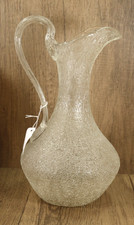 Antique Jug Victorian Glass Pitcher Crackle Glass Frosted - 30cm Tall