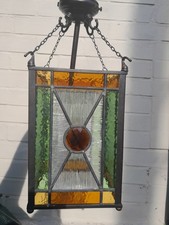 Pair Of Decorative Leaded Stained Glass Victorian Style Ceiling Hall Porch Light