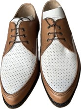 Skye Footwear Men’s Derby Shoes UK 7 Tan & White | 1920–40s Rockabilly | BNIB