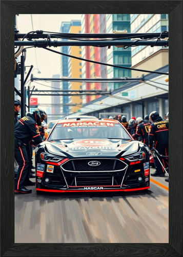 Nascar stock car pit framed - stock,