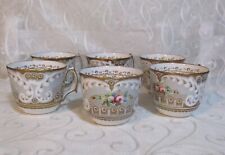 Set Of 6 Antique Heavily Gilded Hand Finished English China Tea Cups Patt 2629
