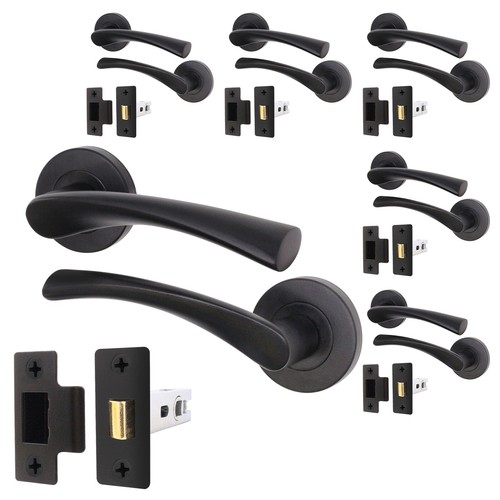 Black door handle latch set - door,
