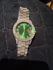 Mens Adjustable Crystal Bling Watch Stainless Steel Wrist Watch