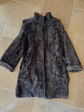 Vintage Ladies Swedish Sheepskin shearling coat, dark chocolate, UK 14-16 approx