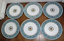6 Large Vintage Wedgwood Florentine Turquoise Dinner Plates 27.5cm ~ Excellent