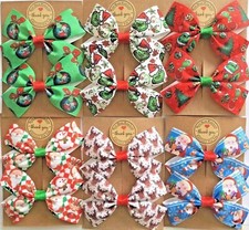 Christmas Hair Bow Alligator Clip/ Bobbles Set Of 2 Girls Baby Toddler Bows