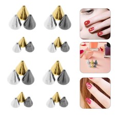 3 Boxes Metal Punk Nail Charms Flat Back Rivet Cone Spikes for Nail Art