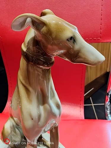 Zsolnay greyhound pair - greyhound,