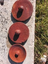 3 Antique Stoneware Jar Lids