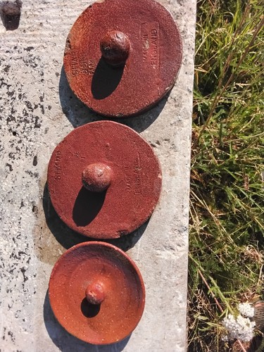Antique stoneware jar lids - 3,