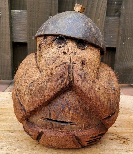Vintage coconut monkey with - vintage,