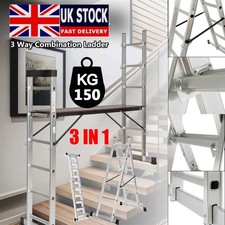 Scaffolding Ladder 3 IN 1 Combination Work Platform Aluminium Step Work Ladder