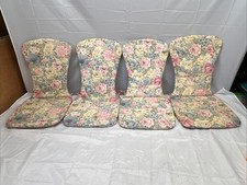 4 X Vintage Garden High Back Chair Cushions Cottage Floral Tie On Seat Pads