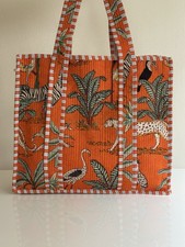 Indian Cotton Quilted Tote Bag With Zip (18”x15”)