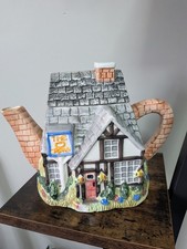 The Village Teapot Collectables – “The Crown” Cottage Pub Teapot by Annie Rowe