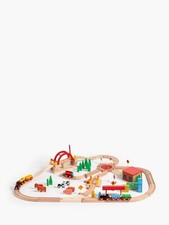 John Lewis Wooden Train Set 120 Pieces + Battery Operated Brio & 2 Wooden Trains