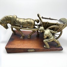 Huge Brass Centrepiece Of A Farmer With His Horse & Cart Toil
