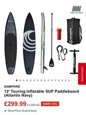 Samphire  12' Touring Inflatable SUP Paddleboard with adjustable carbon paddle