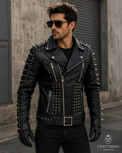 Men black studded spike - men's,