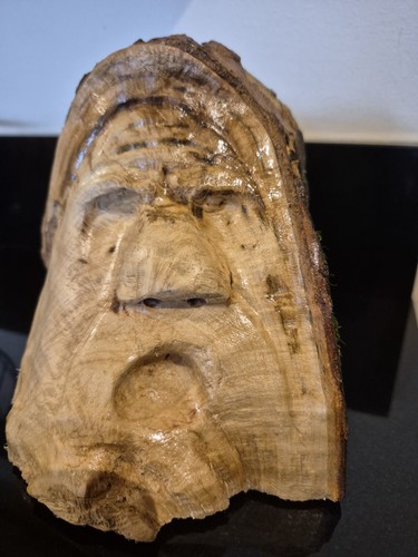 Hand carved wooden face - carved,