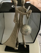 Waltzing ‘ strictly dancing Couple ‘ Silver Colour Metal  15” + glitter ball FUN
