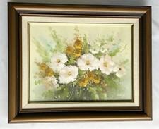 S Leigh Framed Original Oil Painting On Canvas Flowers Signed by the Artist