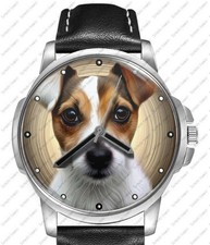 Jack Russel Pet Dog Rare Black Leather Strap Watch
