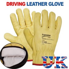 Fleece Lined Lorry Driver Work Glove Yellow Leather Thorn Proof Gardening Gloves
