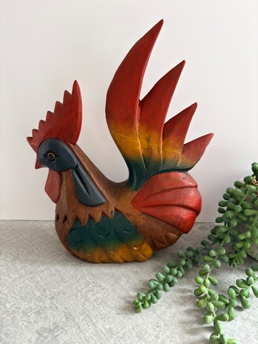 Wooden rooster figurine - rooster, hand