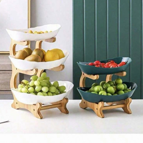 Tier white bowl fruits - 3, cake