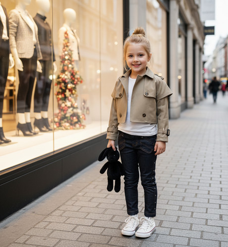 Girls cropped trench jacket - girls,
