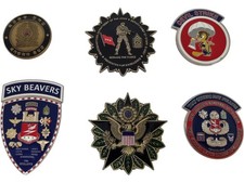 Lot of 6 Military Challenge Coins Badges Sky Beavers 127th AEB Collectables